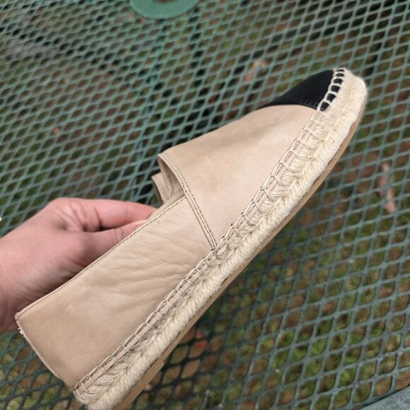 Sam Edelman Krissy Beige Black Espadrille Cap Toe Flats Shoes Size 8 Classic - Picture 4 of 7